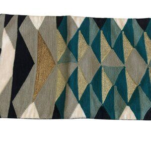 West Elm Geometric Decorative Pillow Cover 12"x21" Metallic Blend W/Button Back